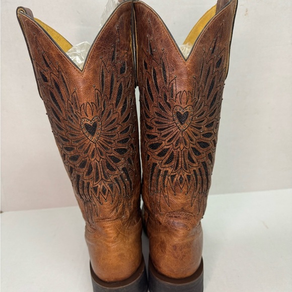 Cavender's Brown Leather Glitter Angel Wings Western Boots Size 8B. - Picture 7 of 12